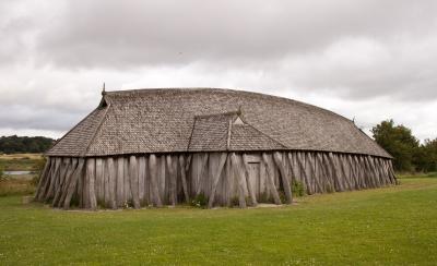 Reconstruction of a Viking house in Fyrkat, Denmark